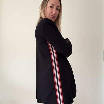 Pinko Black Blazer with Sports Stripe - Size 10