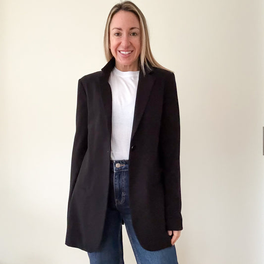 Pinko Black Blazer with Sports Stripe - Size 10