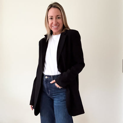 Pinko Black Blazer with Sports Stripe - Size 10