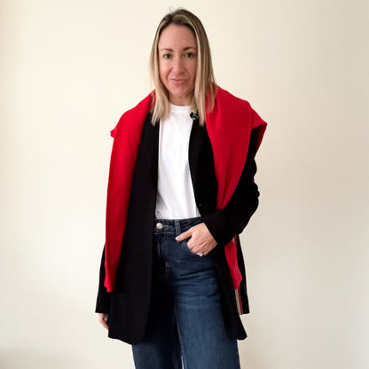 Pinko Black Blazer with Sports Stripe - Size 10