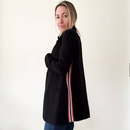 Pinko Black Blazer with Sports Stripe - Size 10