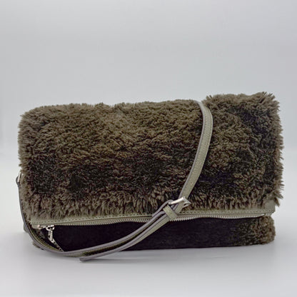 Pinko Khaki Faux Fur Crossbody Bag