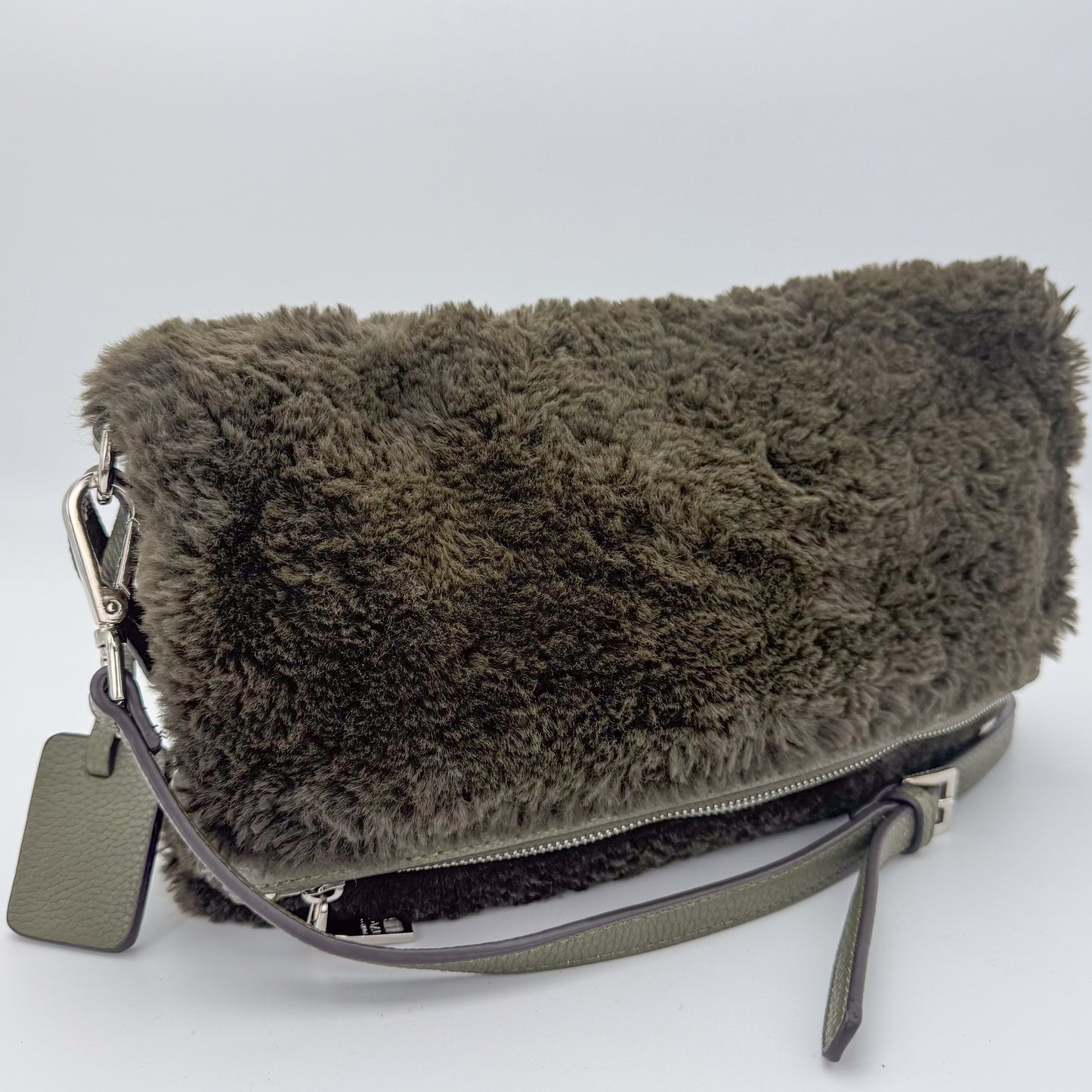 Pinko Khaki Faux Fur Crossbody Bag