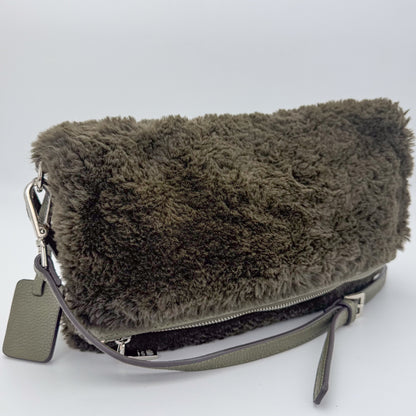 Pinko Khaki Faux Fur Crossbody Bag