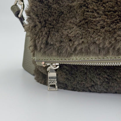 Pinko Khaki Faux Fur Crossbody Bag