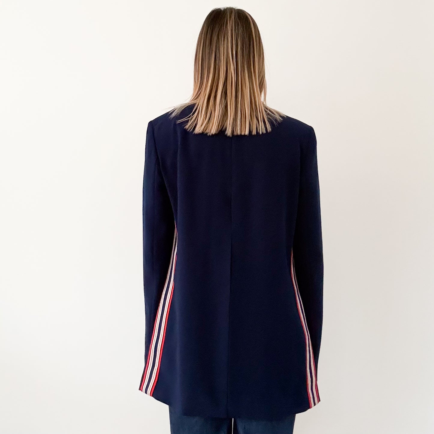 Pinko Navy Blazer with Sports Stripe - Size 10