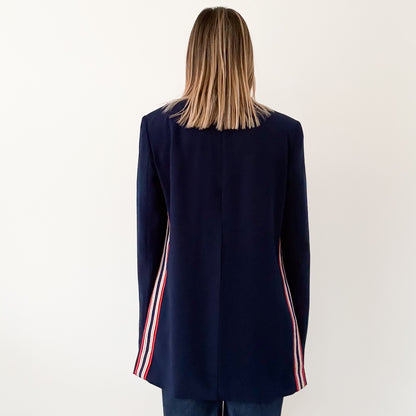 Pinko Navy Blazer with Sports Stripe - Size 10