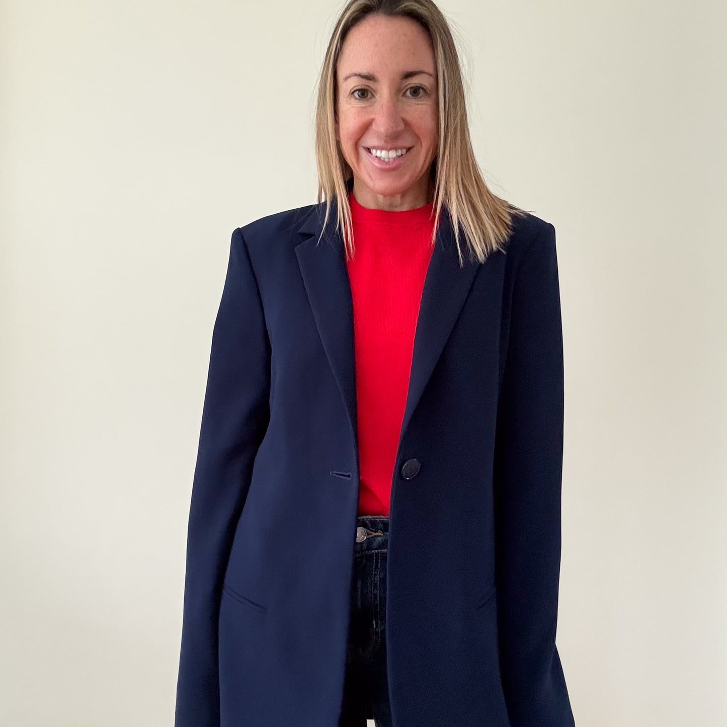 Pinko Navy Blazer with Sports Stripe - Size 10