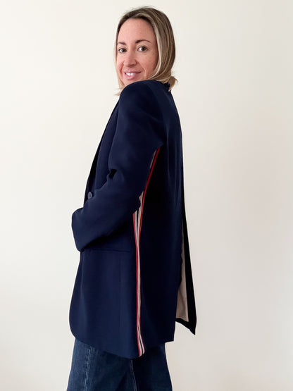 Pinko Navy Blazer with Sports Stripe - Size 10