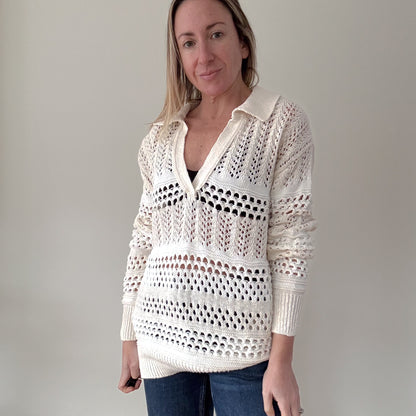 Pinko White Gorzano Open-Knit Sweater - Size S