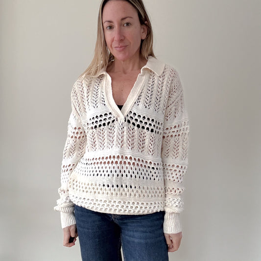 Pinko White Gorzano Open-Knit Sweater - Size S