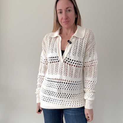 Pinko White Gorzano Open-Knit Sweater - Size S