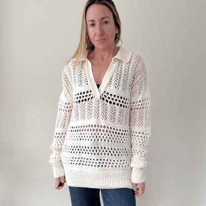 Pinko White Gorzano Open-Knit Sweater - Size S