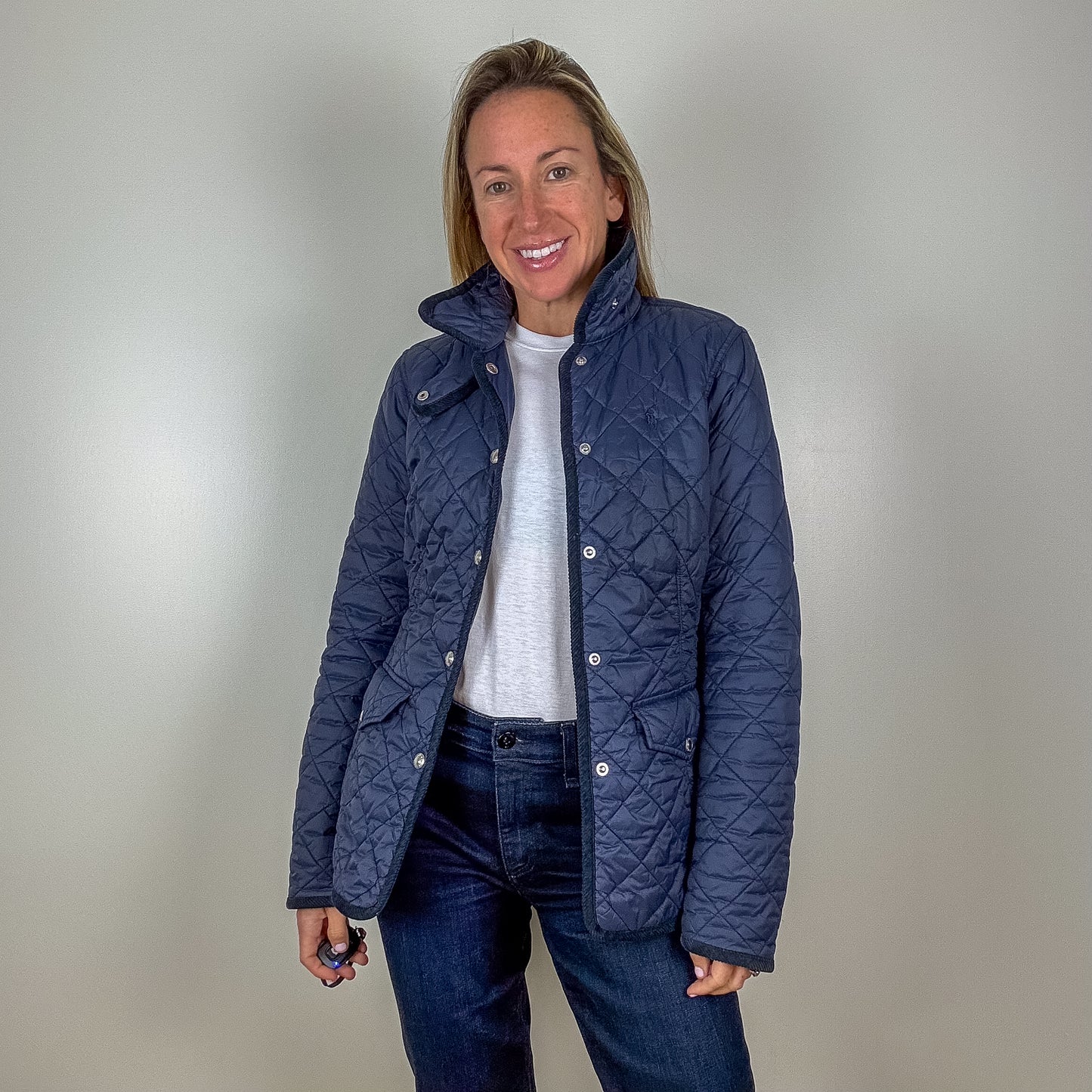Polo Ralph Lauren Navy Quilted Jacket - Size XS