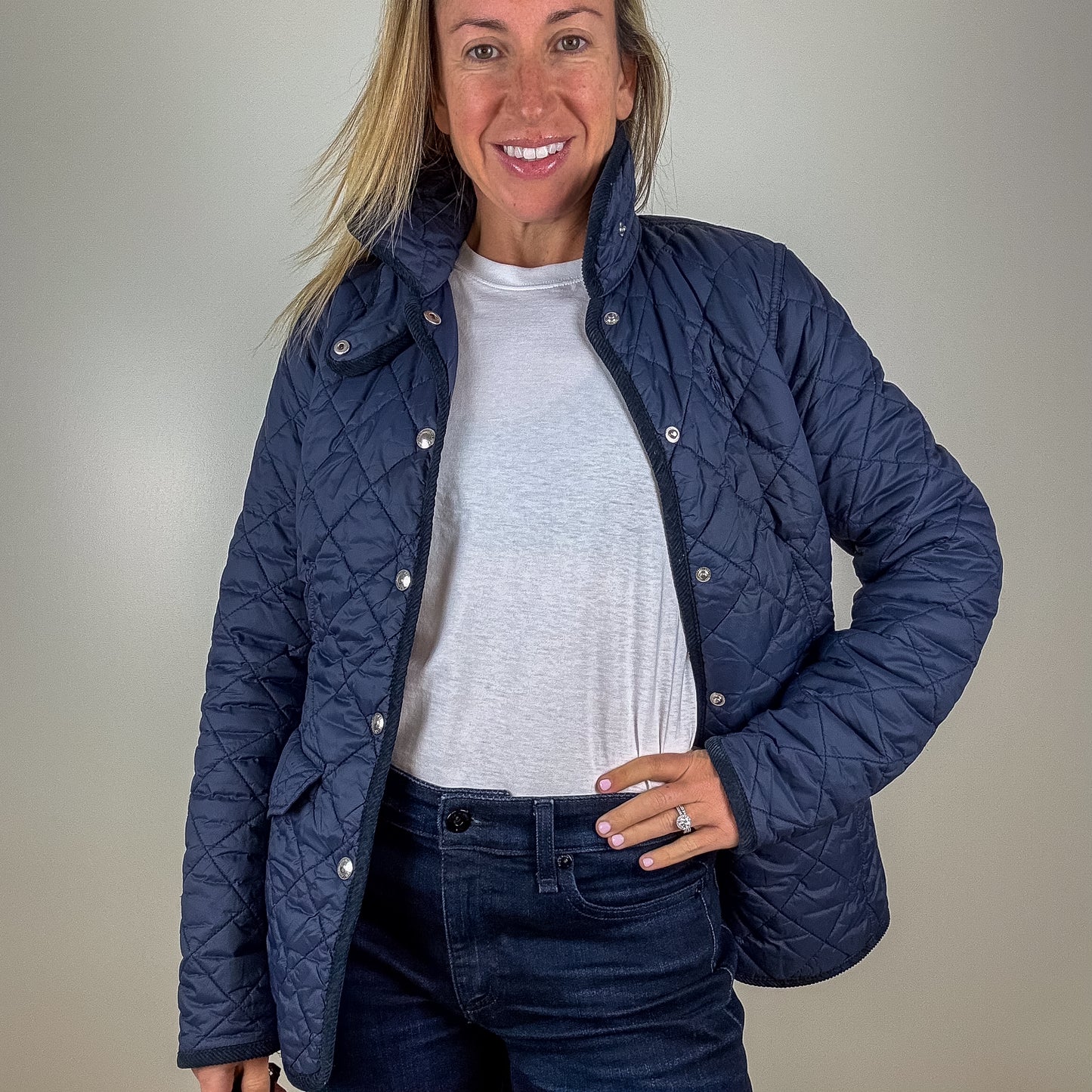 Polo Ralph Lauren Navy Quilted Jacket - Size XS