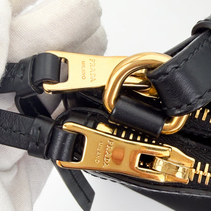 Prada Bandoliera Tessuto Nylon Double Zip Crossbody in Black (RRP £1100) | Authentic Preloved