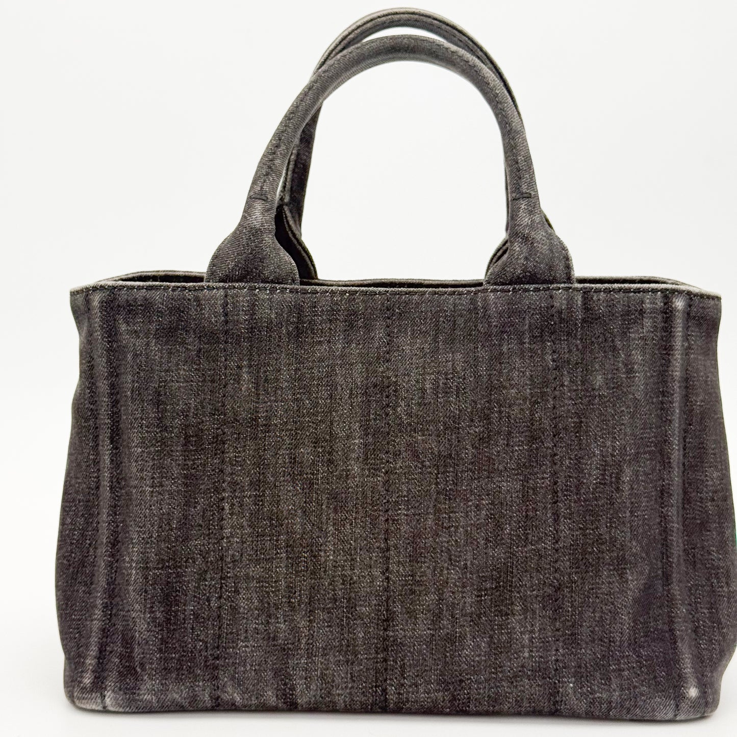 Prada Canapa Denim Tote Bag in Black