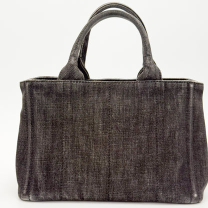 Prada Canapa Denim Tote Bag in Black