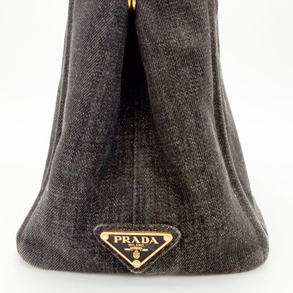 Prada Canapa Denim Tote Bag in Black