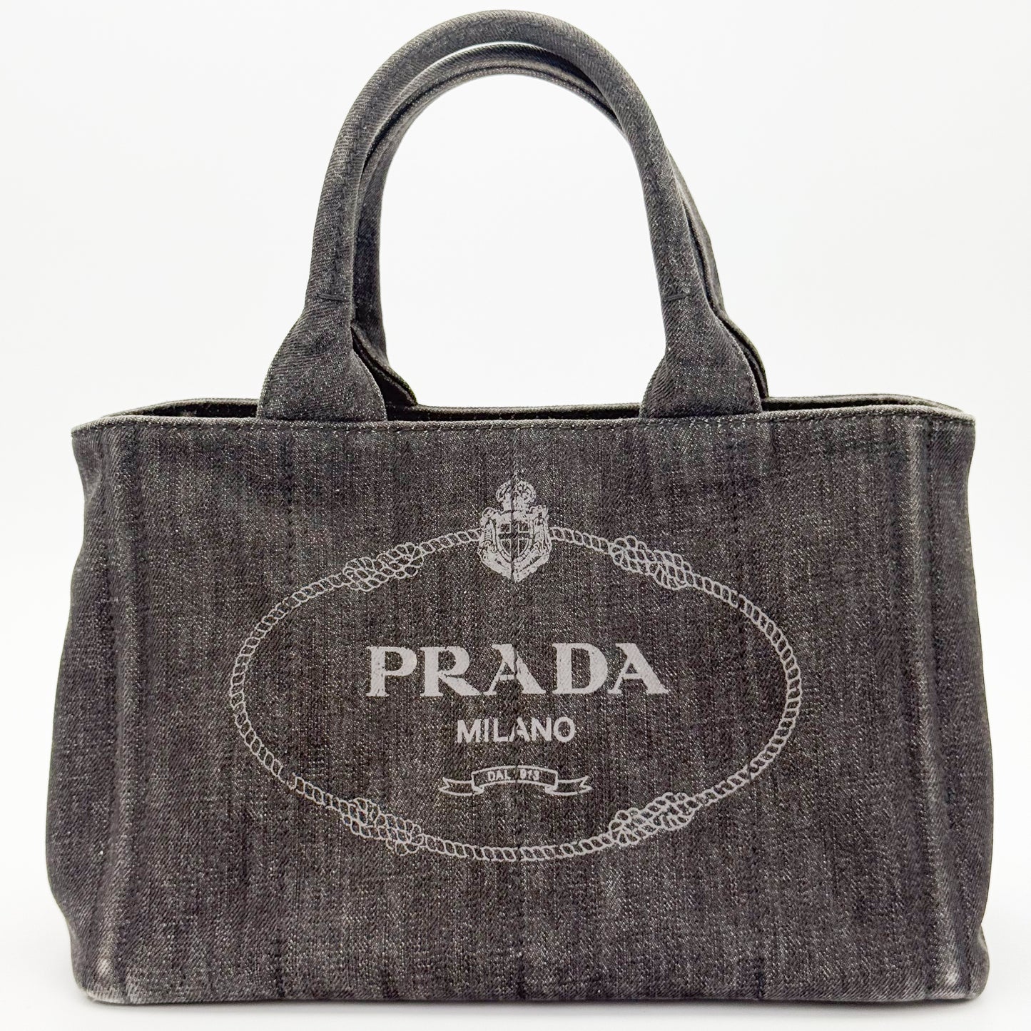 Prada Canapa Denim Tote Bag in Black