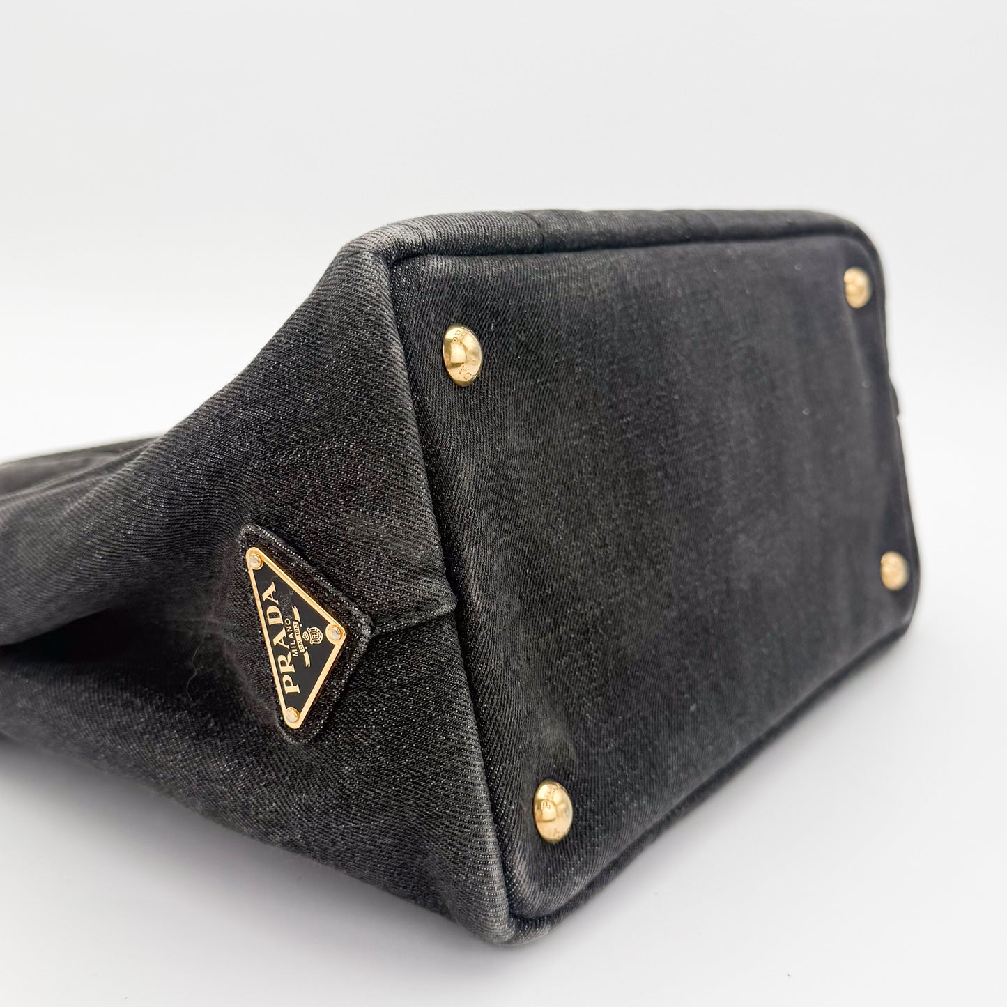 Prada Canapa Denim Tote Bag in Black