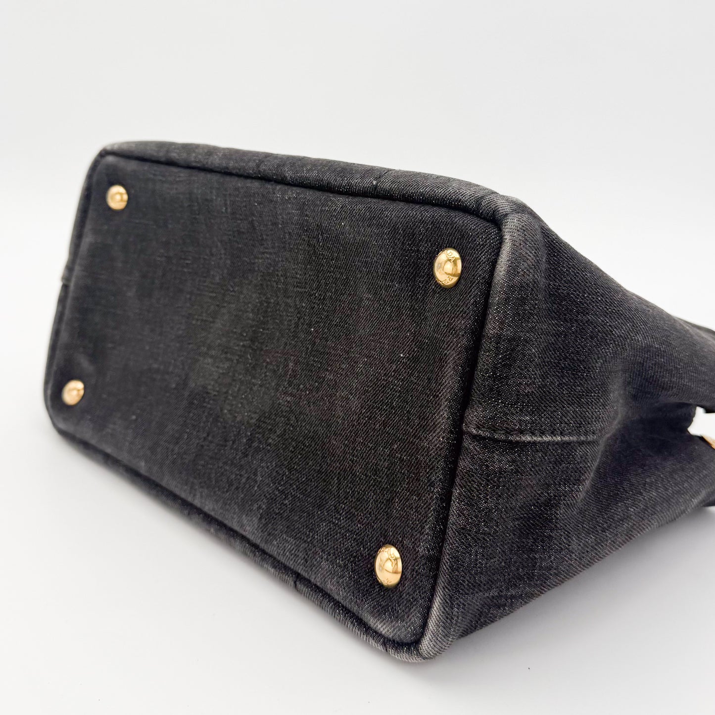 Prada Canapa Denim Tote Bag in Black
