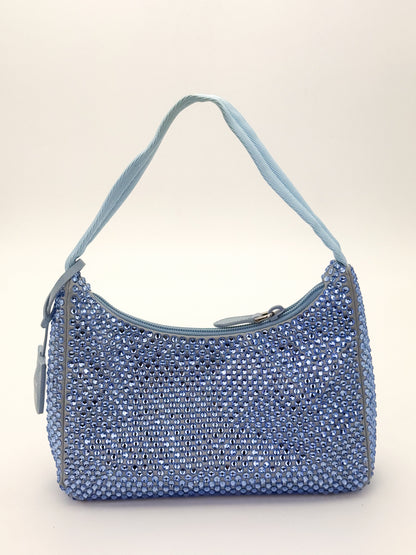Preloved Prada Re-Edition 2000 Crystal Embellished Satin Mini Bag Back View