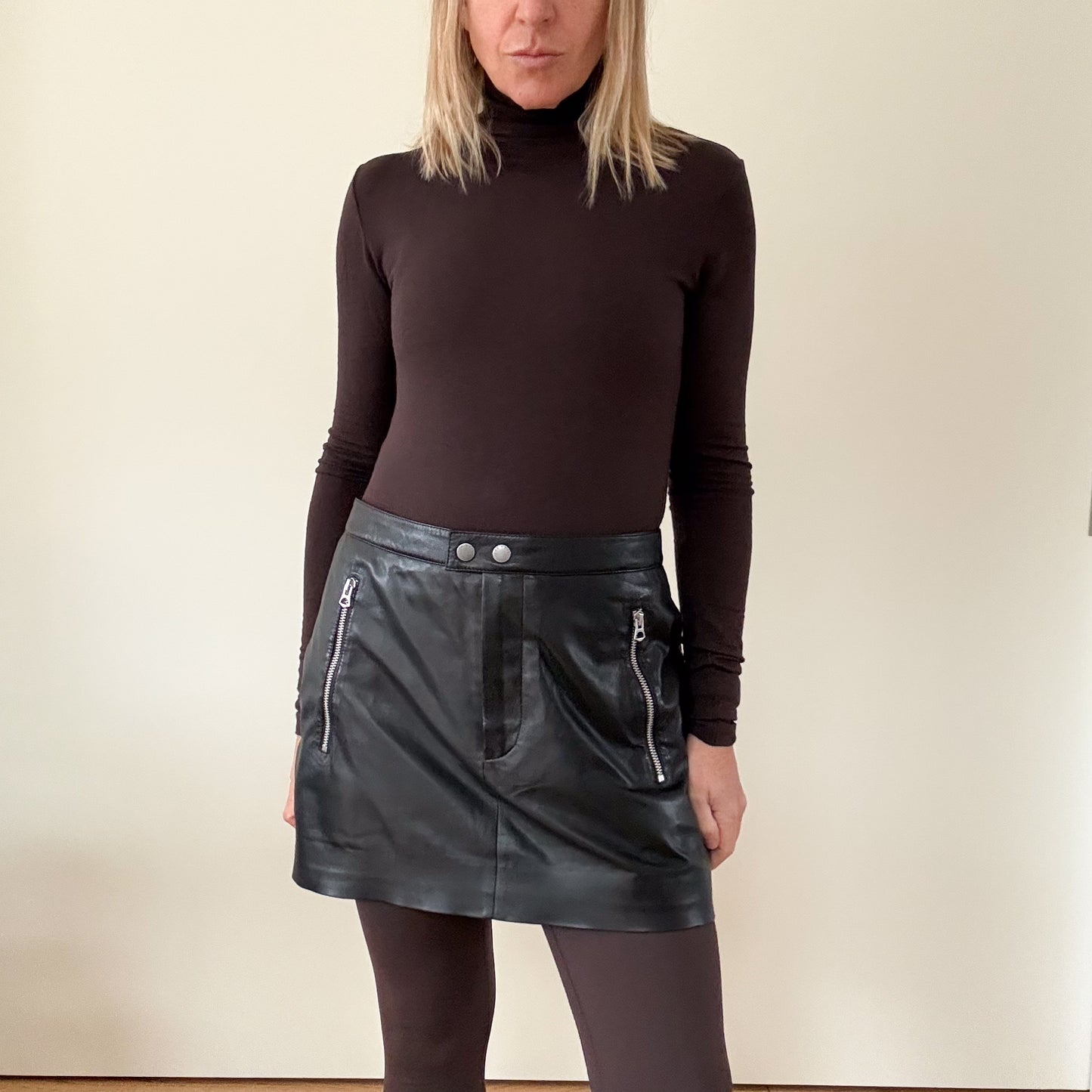 Rag & Bone Nora Leather Skirt - Size UK 12