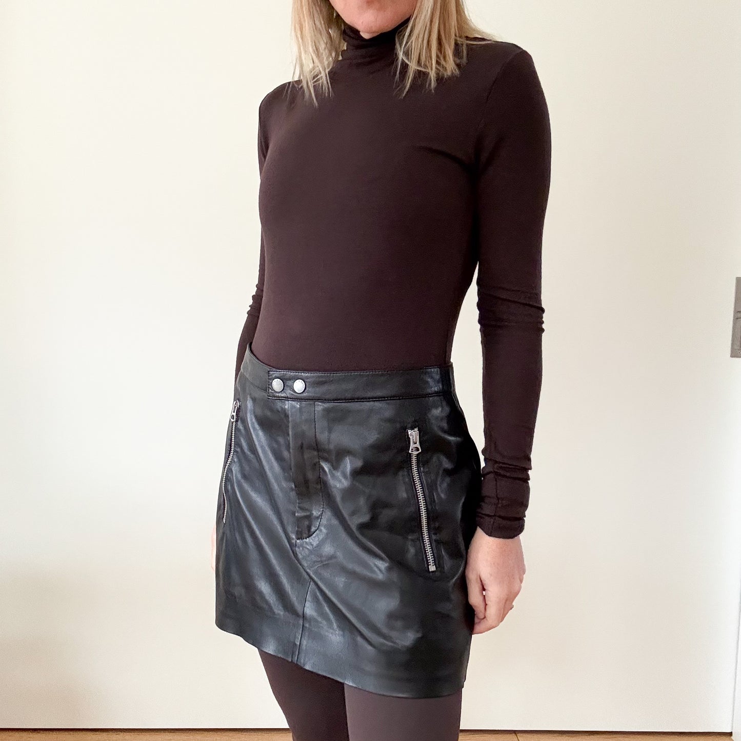 Rag & Bone Nora Leather Skirt - Size UK 12