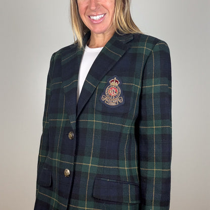 Ralph Lauren Plaid Bullion-Crest Blazer - Size 12