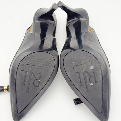 Ralph Lauren Black Leather Slingback Heels - Size 36