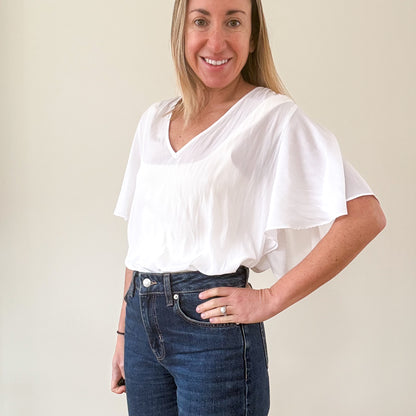Ramy Brook Vina Flutter Sleeve Top in Ivory - Size M