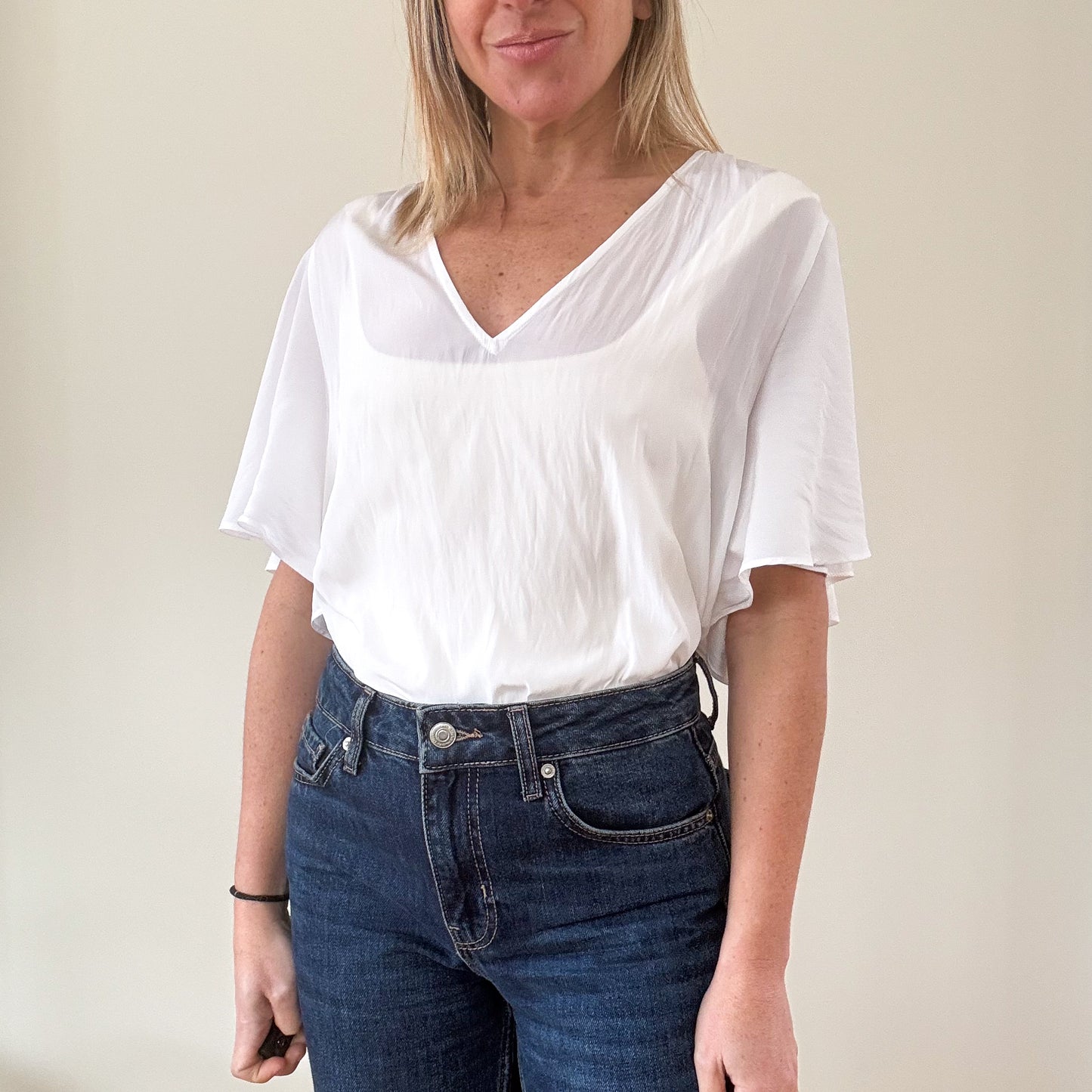 Ramy Brook Vina Flutter Sleeve Top in Ivory - Size M