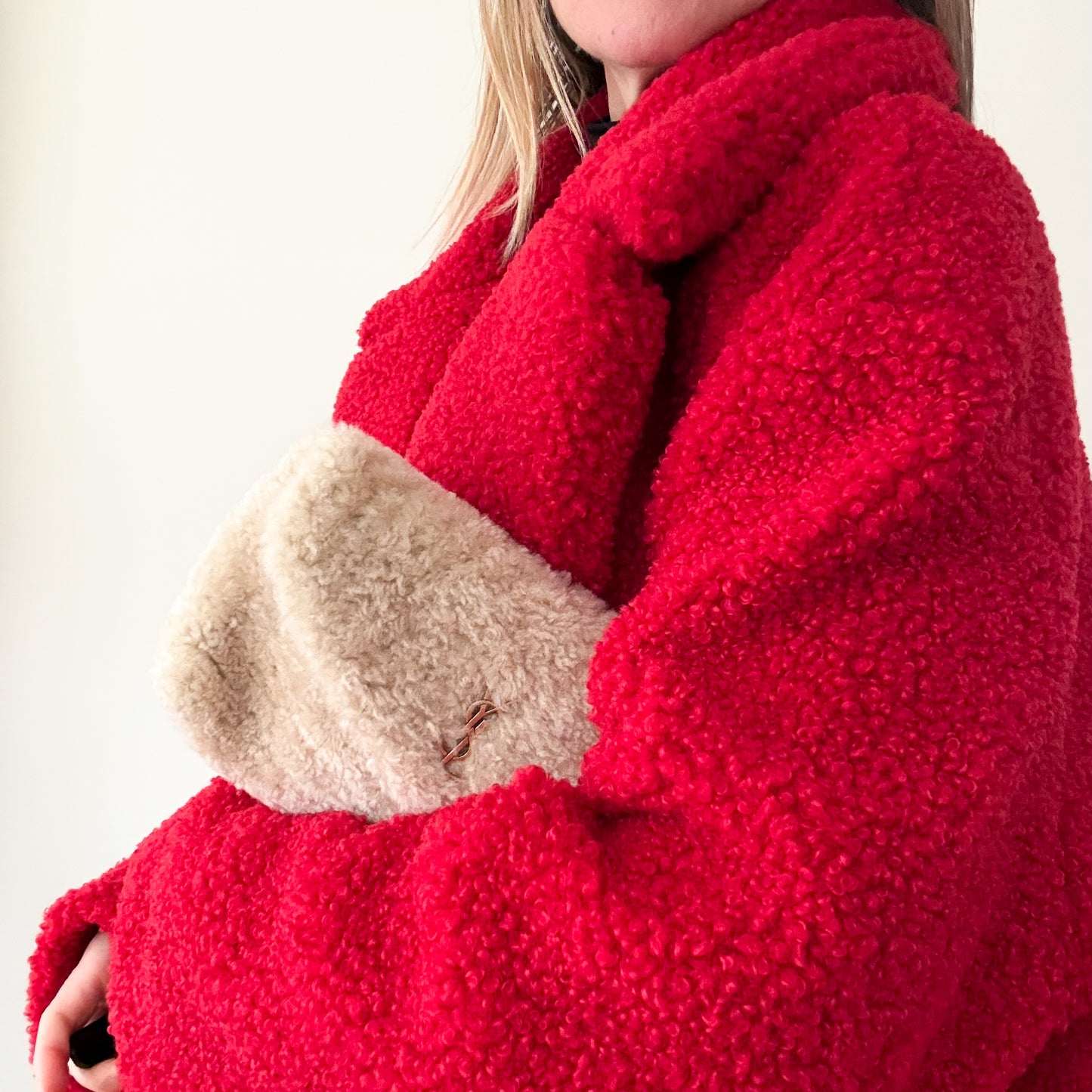 Rino & Pelle Red Teddy Coat - Size 16