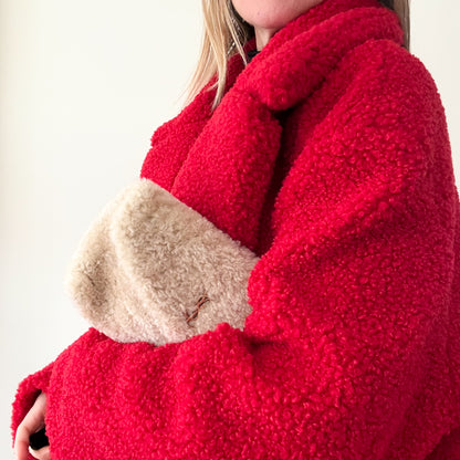 Rino & Pelle Red Teddy Coat - Size 16