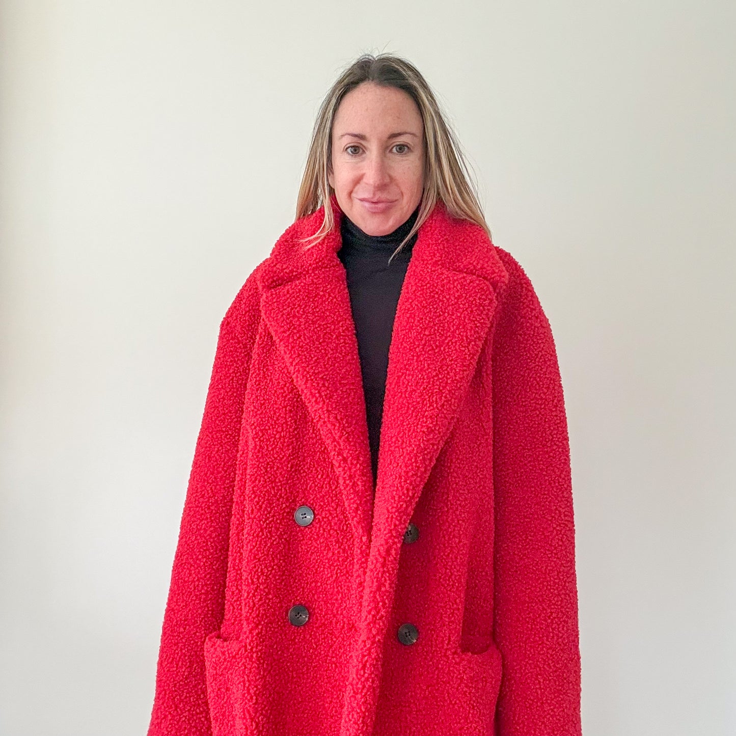 Rino & Pelle Red Teddy Coat - Size 16