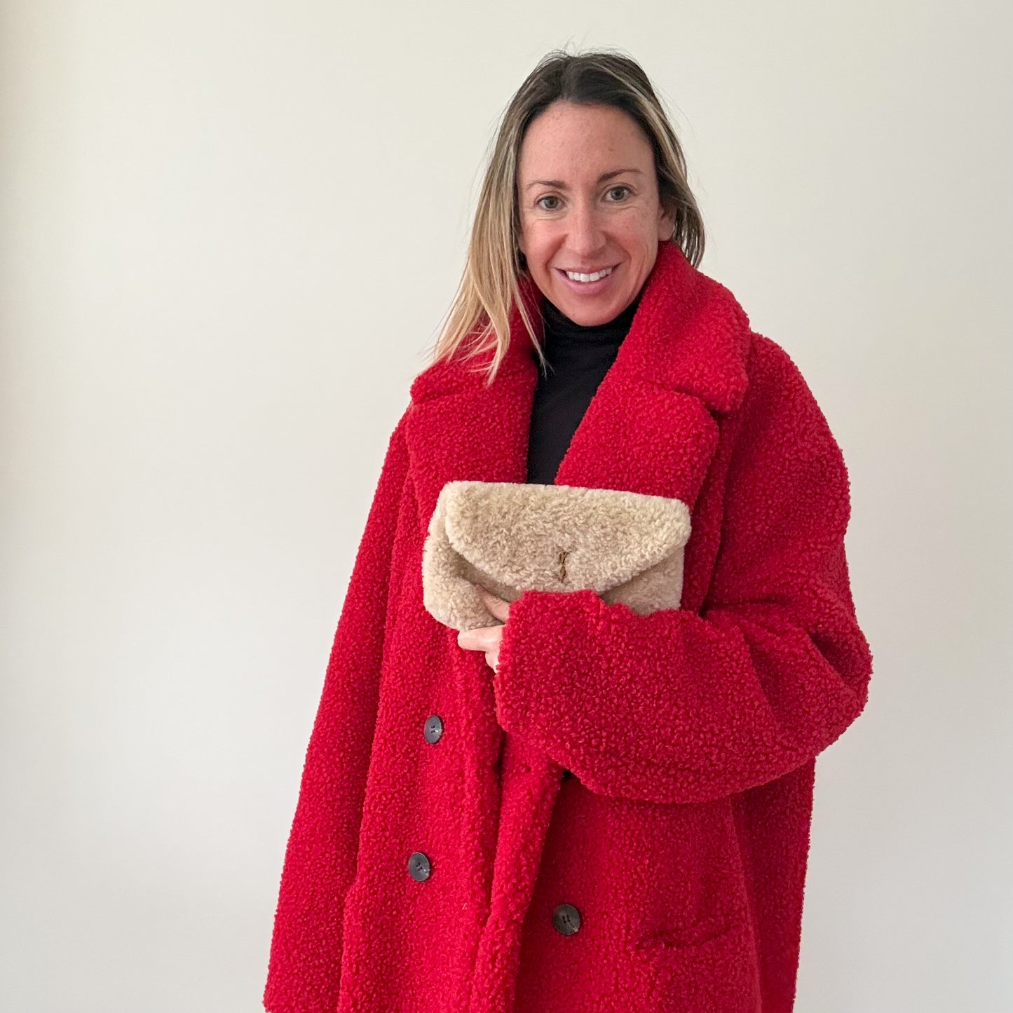 Rino & Pelle Red Teddy Coat - Size 16