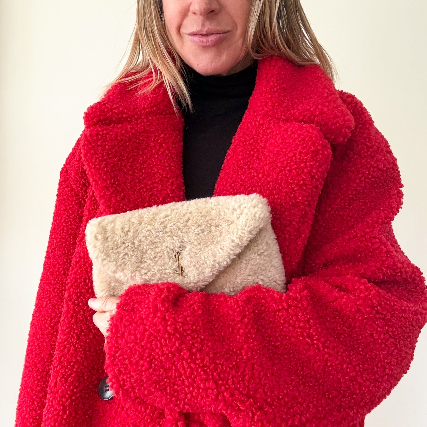 Rino & Pelle Red Teddy Coat - Size 16