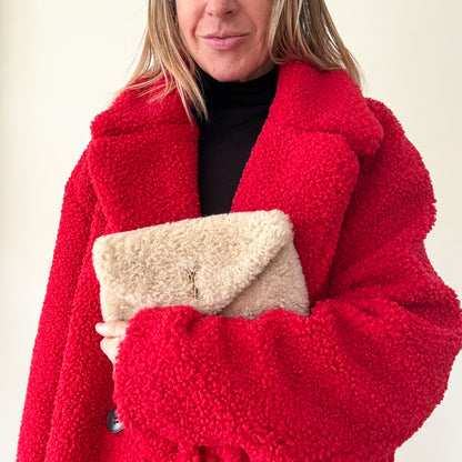 Rino & Pelle Red Teddy Coat - Size 16