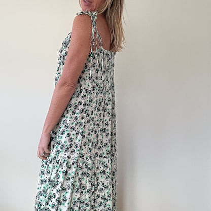 Rixo Printed Floral Tie-Strap Maxi Dress - Size XS