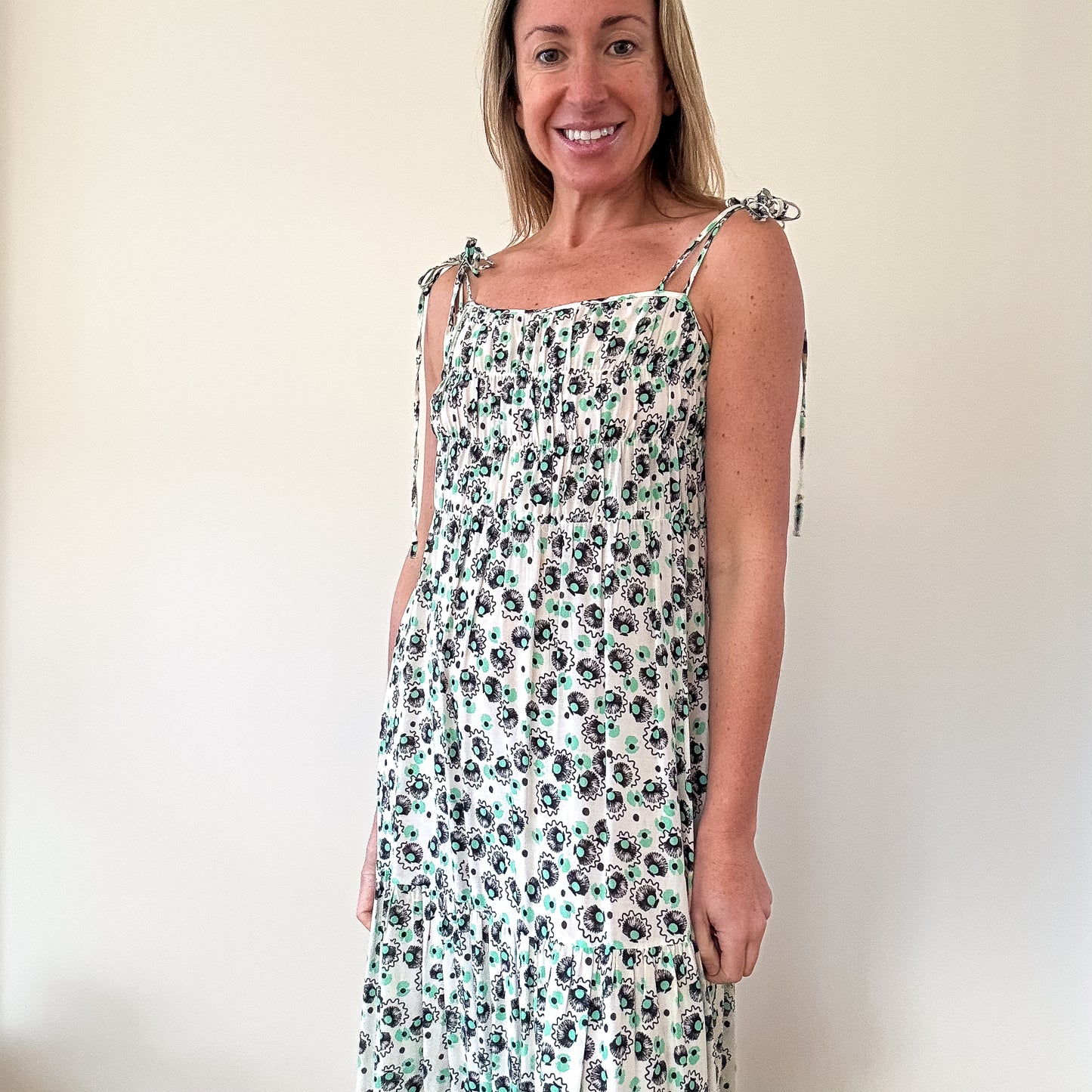 Rixo Printed Floral Tie-Strap Maxi Dress - Size XS