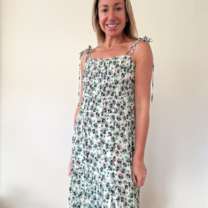 Rixo Printed Floral Tie-Strap Maxi Dress - Size XS