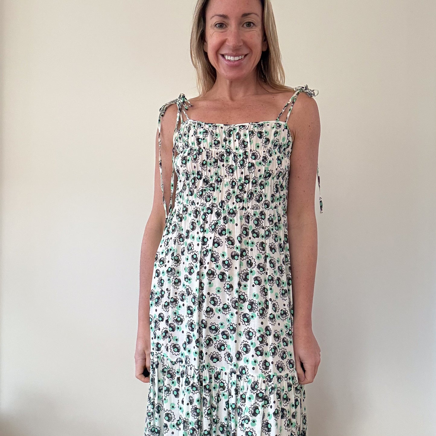Rixo Printed Floral Tie-Strap Maxi Dress - Size XS