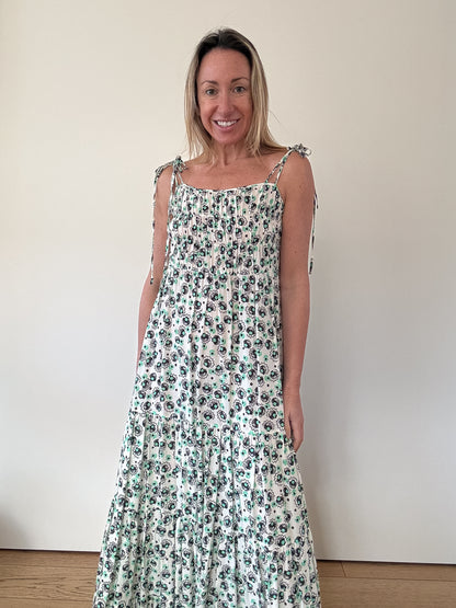Rixo Printed Floral Tie-Strap Maxi Dress - Size XS