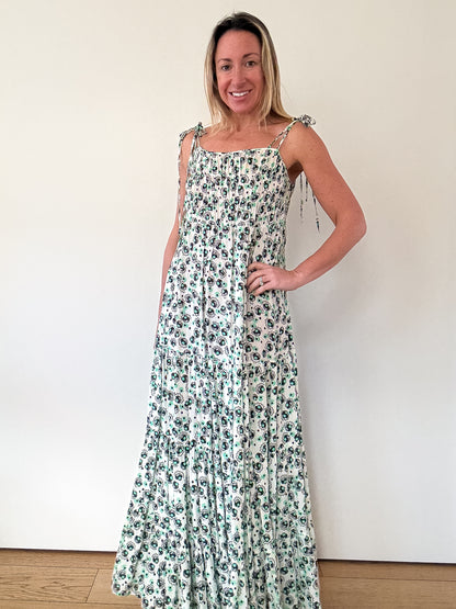 Rixo Printed Floral Tie-Strap Maxi Dress - Size XS