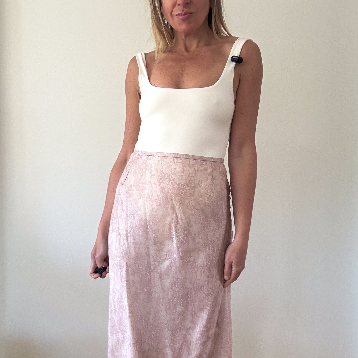 Ronit Zilkha Blush Pink Silk-Blend Midi Skirt - Size 10