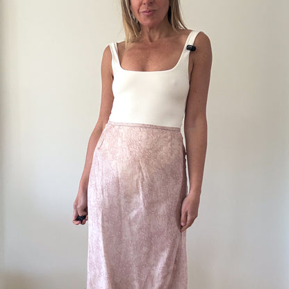 Ronit Zilkha Blush Pink Silk-Blend Midi Skirt - Size 10