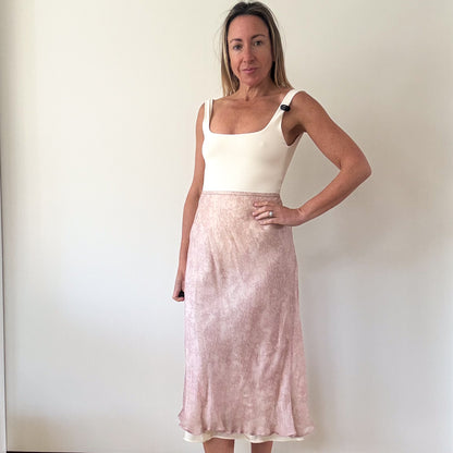 Ronit Zilkha Blush Pink Silk-Blend Midi Skirt - Size 10