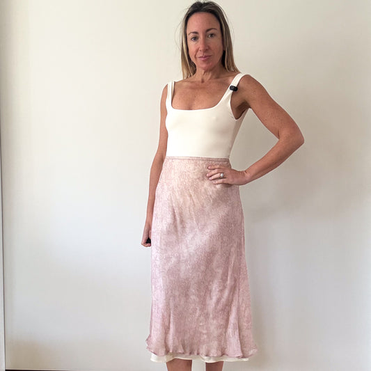 Ronit Zilkha Blush Pink Silk-Blend Midi Skirt - Size 10