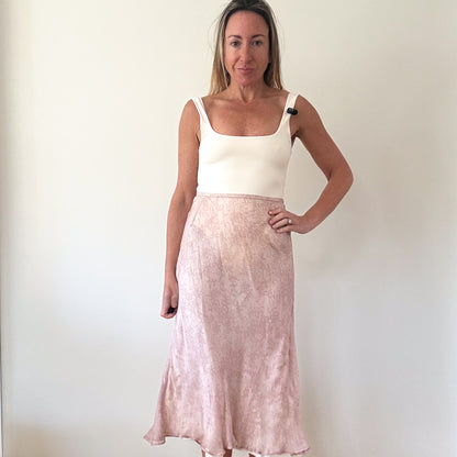 Ronit Zilkha Blush Pink Silk-Blend Midi Skirt - Size 10